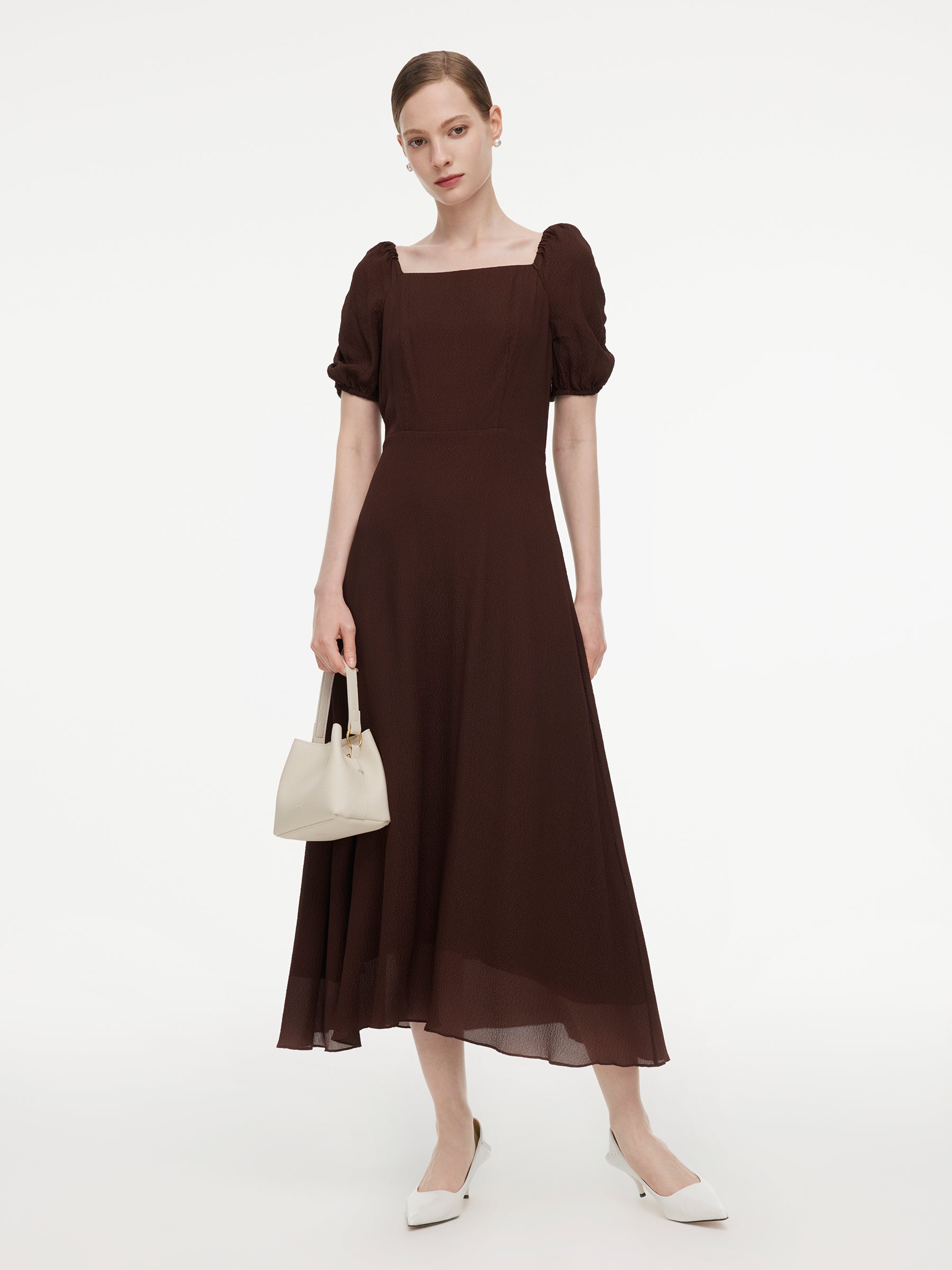 10.5 MM Mulberry Silk Square Neck Women Maxi Dress GOELIA
