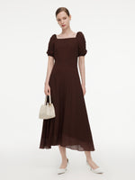 [Preview] 10.5 MM Mulberry Silk Square Neck Women Maxi Dress GOELIA
