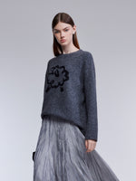 Wool Blend Sheep Jacquard Women Sweater GOELIA