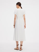 Acetate Blend Gathered Waist Women Maxi Dress GOELIA