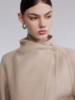 [Preview] Cashmere Wool Blend Asymmetrical Collar Women Short Coat GOELIA