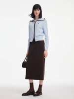 Contrast Trim Lapel Zip-Up Cardigan And Skirt Two-Piece Set GOELIA