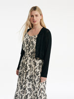 Camellia Printed Spaghetti Strap Dress And Knitted Cardigan Two-Piece Set GOELIA
