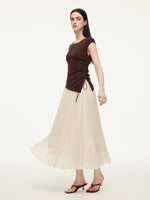 Modal Acetate Blend Asymmetrical Hem Knit Top And Pleated Skirt Two-Piece Set GOELIA