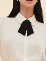22MM Mulberry Silk Women Shirt With Detachable Bow GOELIA