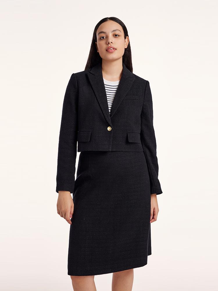 Short Blazer And A-line Skirt Two-Piece Suit GOELIA