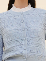 Cotton Openwork Women Round Neck Cardigan GOELIA