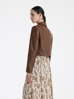 Eco-Friendly Leather Lapel Women Crop Jacket GOELIA