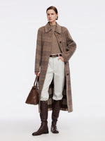 Cashmere Wool Blend Plaid Double-Faced Women Wrap Overcoat GOELIA