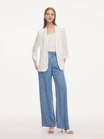 [Preview] 100% Lyocell Denim Women Straight Leg Jeans With Belt GOELIA