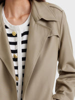 Worsted Woolen Women Trench Coat With Belt GOELIA