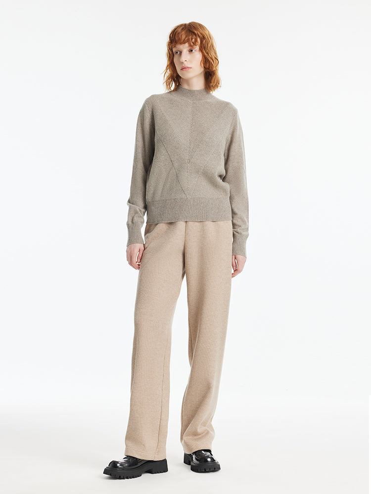 Cashmere Mock Neck Women Pullover Sweater GOELIA