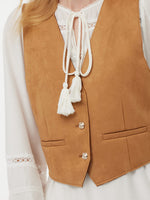 Faux Suede Vest And Maxi Dress Two-Piece Set GOELIA