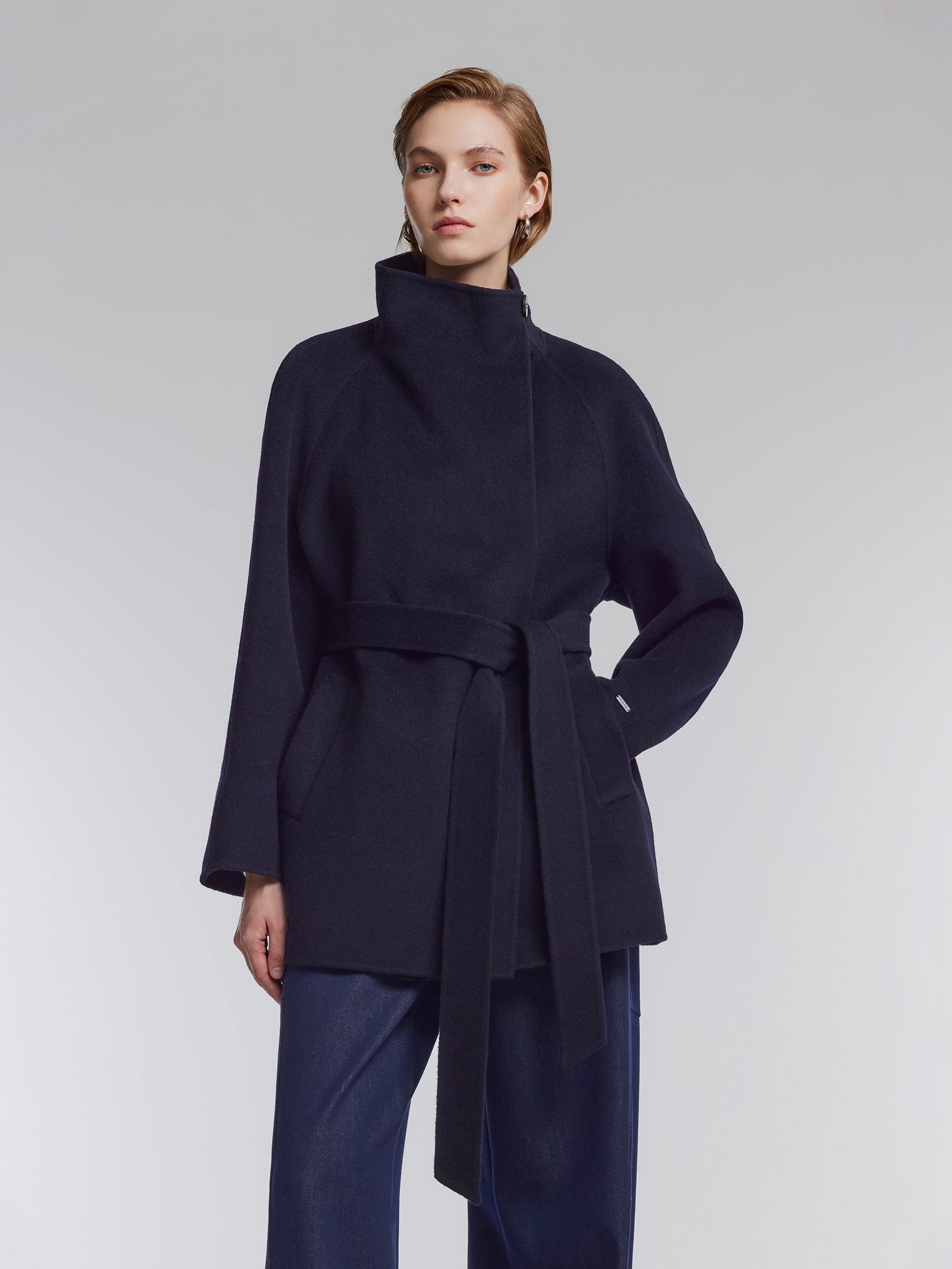 [Preview] Wool Cashmere Blend Double-Faced Women Wrap Coat GOELIA