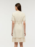 Wool Blend Tweed Women Mini Dress With Belt GOELIA