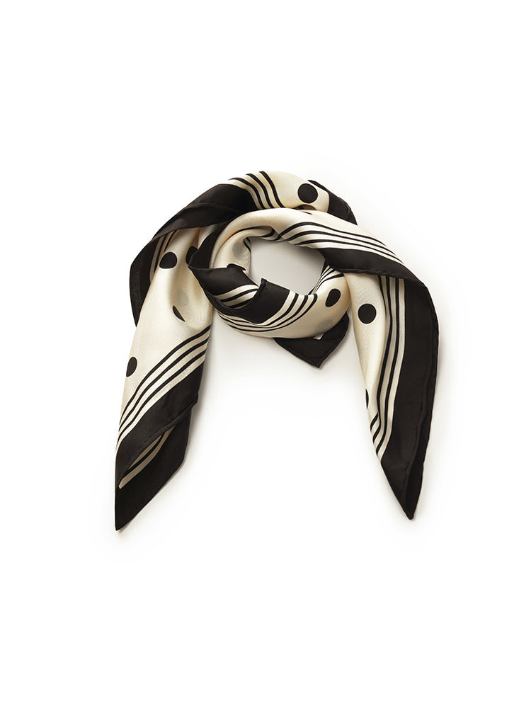 Polka Dots Printed 61 Square Pure Mulberry Silk Scarf GOELIA