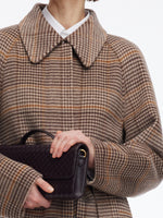 Cashmere Wool Blend Plaid Double-Faced Women Wrap Overcoat GOELIA