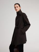 Cashmere Wool Blend Convertible Collar Women Wrap Coat GOELIA