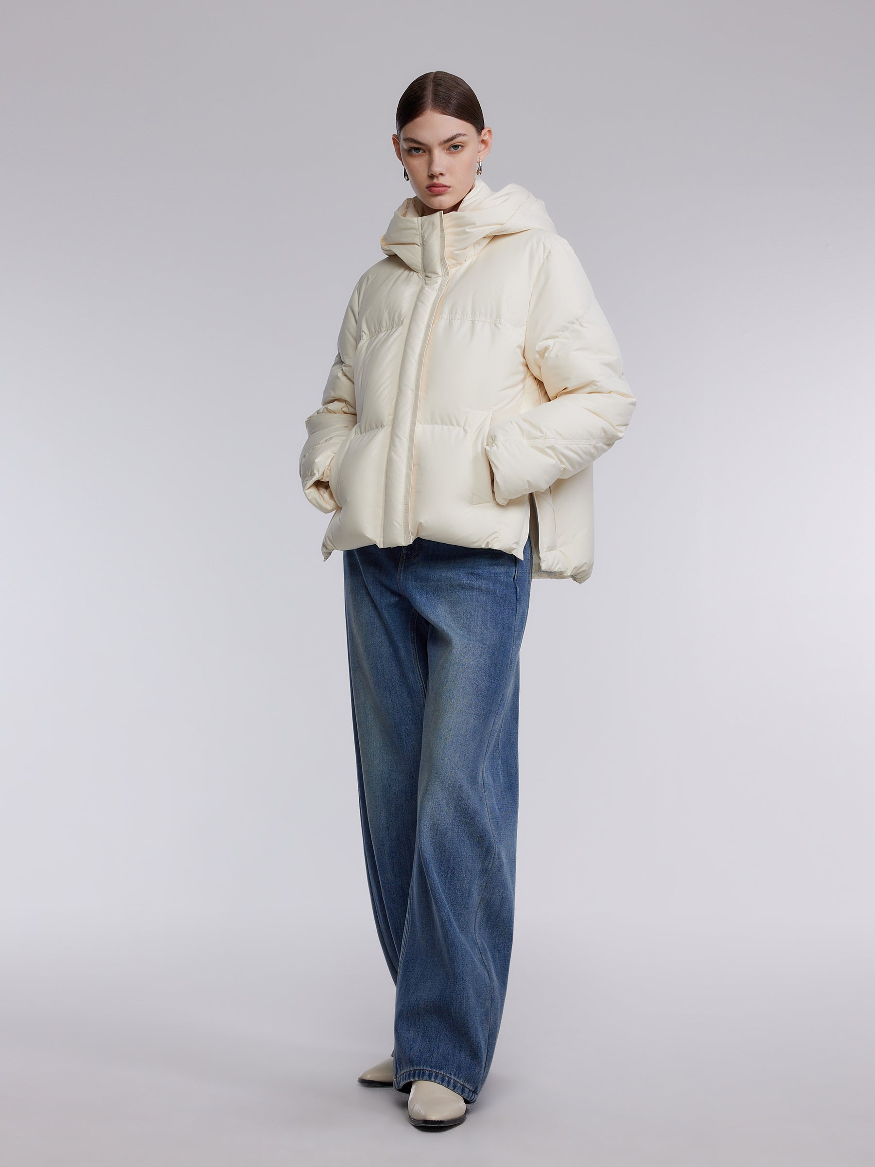 [Preview] Hooded Goose Down Cropped Jacket GOELIA