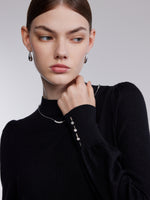 Wool Blend Mock Neck Women Sweater With Detachable Necklace GOELIA