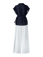Tencel Blend Belted Blouse And Pants Two-Piece Set GOELIA