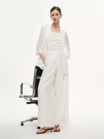 Tencel Acetate Linen Blend Women Straight Leg Pants GOELIA