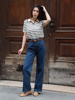 Tencel Blend Stripe Women Knit Top GOELIA