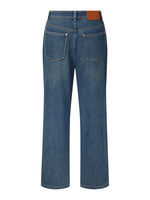 100% Cotton Denim Fleece Lined Women Straight Ankle Length Jeans GOELIA