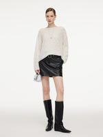 Cashmere Boat Neck Pointelle Knit Women Sweater GOELIA