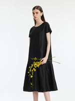 16 Momme Xiang Yun Silk Women Midi Dress GOELIA