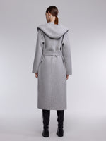 [Preview] Double-Faced Wool Yak Silk Blend Women Hooded Wrap Overcoat GOELIA