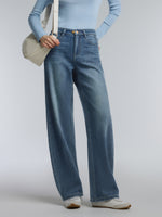 100% Cotton Denim Fleece Lined Women Curved Jeans GOELIA