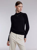 Wool Blend Mock Neck Women Sweater With Detachable Necklace GOELIA