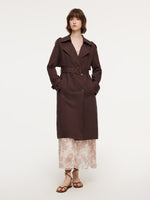 Linen Blend Women Belted Trench Coat GOELIA
