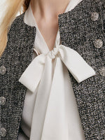 Tweed Double-Breasted Women Crop Jacket GOELIA