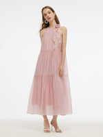 Women Halter Maxi Dress With Detachable Flower GOELIA