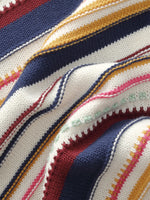 100% Cotton Multicolored Stripe Women Cardigan GOELIA