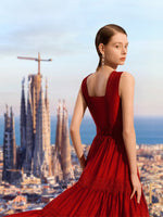 Tencel Lace Trim Women Maxi Vest Dress GOELIA
