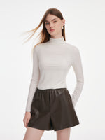 [Preview] Tencel Acetate Silk Blend Women Mock Neck Knit Top GOELIA