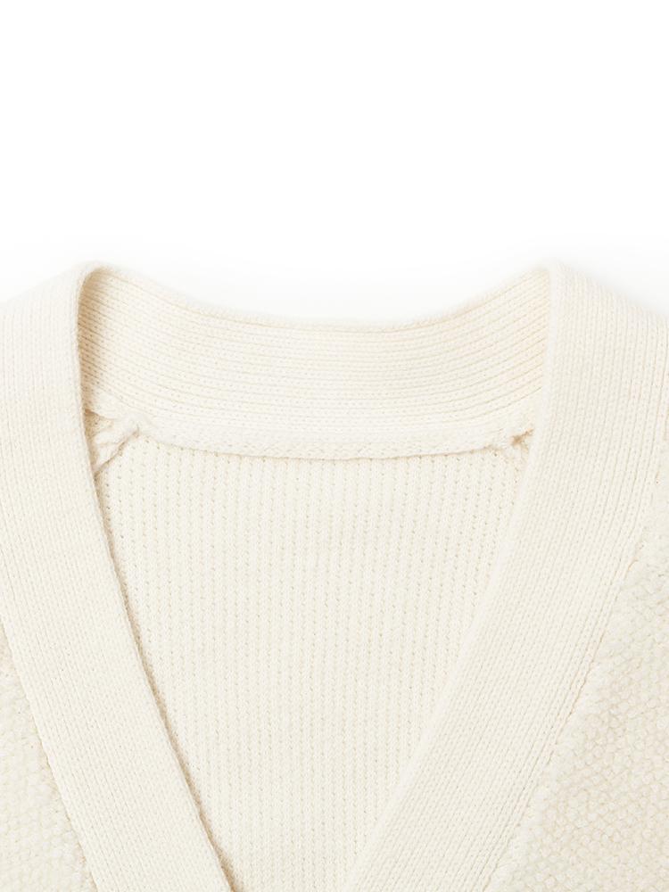 White Wool V-Neck Knit Cropped Cardigan GOELIA