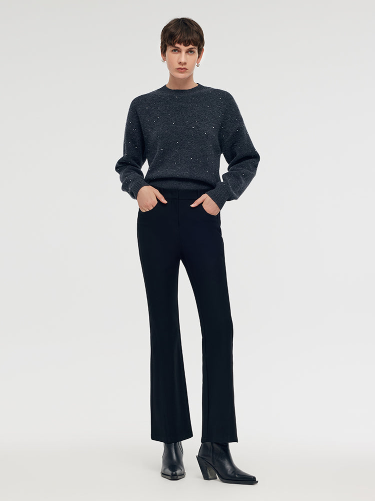 Fleece Lined Stretch Micro-Flared Women Ankle Pants GOELIA