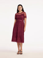 Short Sleeve Tulle Tiered Maxi Dress GOELIA