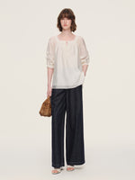 Tencel Blend Embroidered Square Neck Women Blouse GOELIA