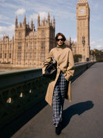 Cotton Color Block Cuffs Unisex Trench Coat GOELIA