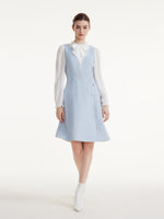 Acetate Blend Ruffle Neck Women Mini Dress With Detachable Bow GOELIA