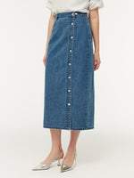 100% Cotton Denim Glitter Adjustable Waist Women Skirt GOELIA