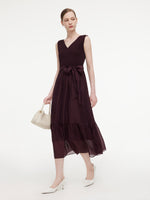 [Preview] Reversible A-Line Women Sleeveless Maxi Dress With Bowknot Ribbon GOELIA