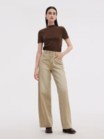 Tencel Acetate Blend Women Side Pleat Knit Top GOELIA