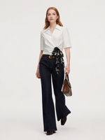 100% Cotton Side Twist Women Blouse With Silky Scarf GOELIA