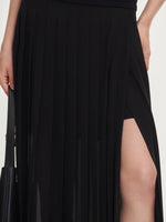 Adjustable Waist Side Slit Women Pleated Skirt GOELIA